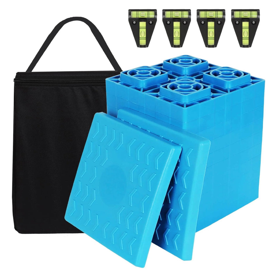 12 Pack RV Leveling Blocks, Stackable Jack Blocks Interlocking Leveling Pads for Camper Travel Trailer with Carry Bag